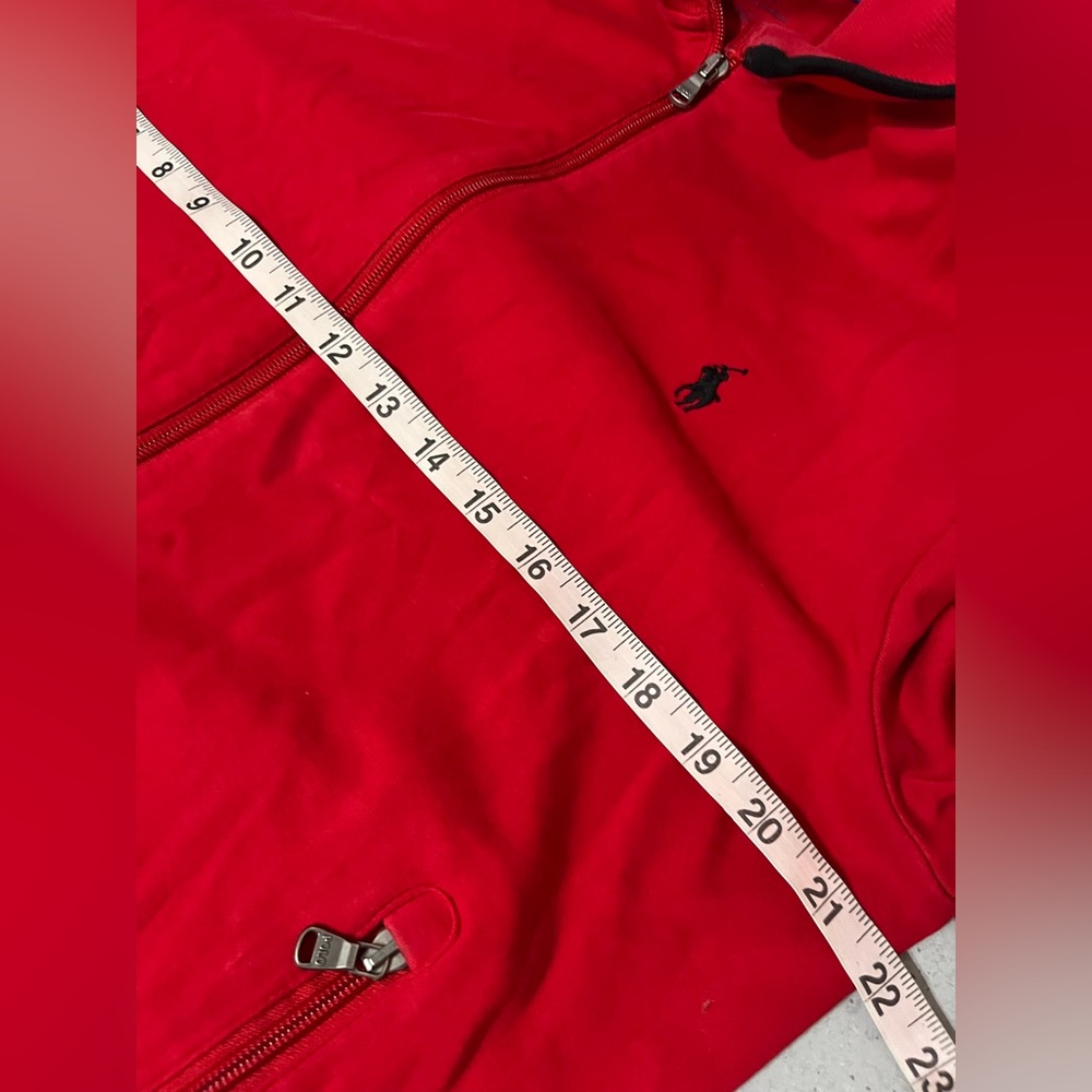 Polo Ralph Lauren Men M Red Black Full Zip Sweatshirt Track Jacket Sporty Preppy - Picture 8 of 11